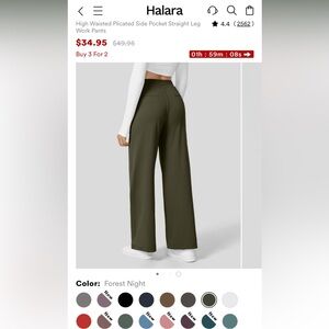 BRAND NEW Halara Brand High Waisted Plicated Side Pocket Straight Leg Work Pants